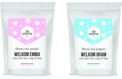 Nieuw: Geboortethee met de naam van het kindje Nieuw: Geboortethee met de naam van het kindje